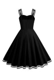 Hepburn estilo swing preto vestido vintage