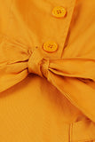 Vestido Vintage Yellow Swing V Neck Com Mangas Curtas