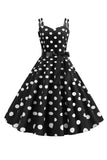 Rosa Polka Dots Esparguete Alças 1950 Vestido Com Arco