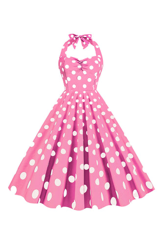 Pink Polka Dots Pin Up Vestido Vintage dos anos 1950