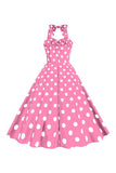 Pink Polka Dots Pin Up Vestido Vintage dos anos 1950