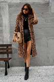 Leopardo marrom impresso Faux Fur Long Women Coat