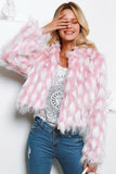Rosa Patchwork Cropped Mulheres Faux Fur Coat