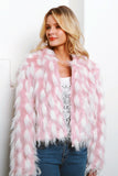 Rosa Patchwork Cropped Mulheres Faux Fur Coat