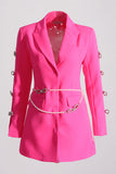 Pink Peak Lapel Chain Mulheres Blazer com Missangas