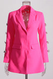 Pink Peak Lapel Chain Mulheres Blazer com Missangas