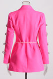 Pink Peak Lapel Chain Mulheres Blazer com Missangas