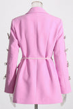 Pink Peak Lapel Chain Mulheres Blazer com Missangas