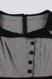 Plaid Black Swing vestido dos anos 1950 com botões