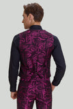 Ternos de formatura masculinos jacquard fúcsia floral 3 peças