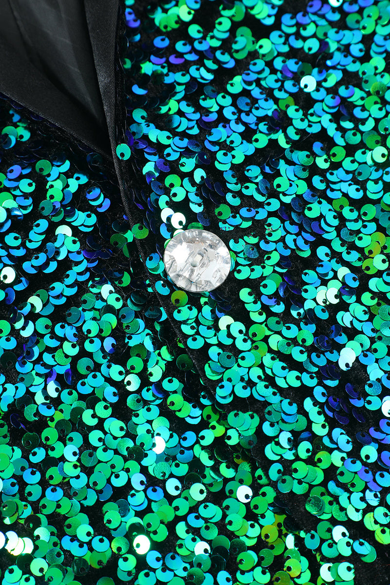 Carregar imagem no visualizador da galeria, Casaco verde de blazer masculino de lantejoulas