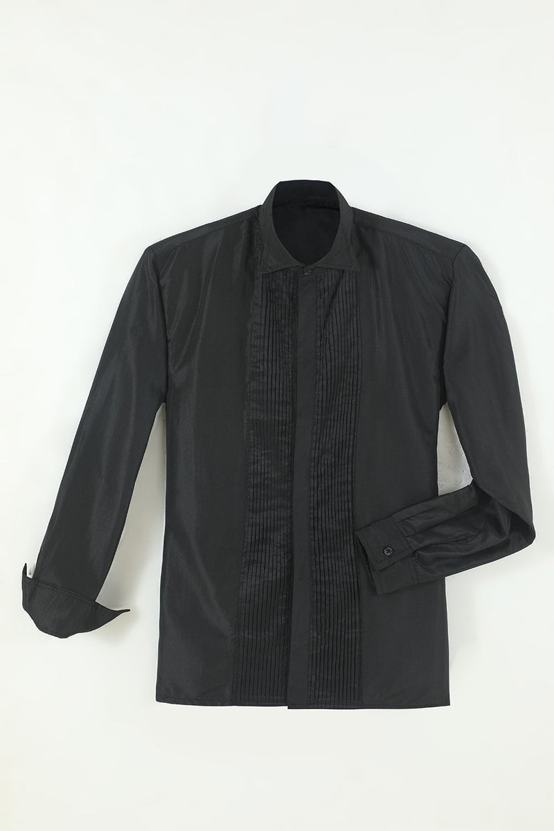 Carregar imagem no visualizador da galeria, Camisa de terno manga comprida masculino preto