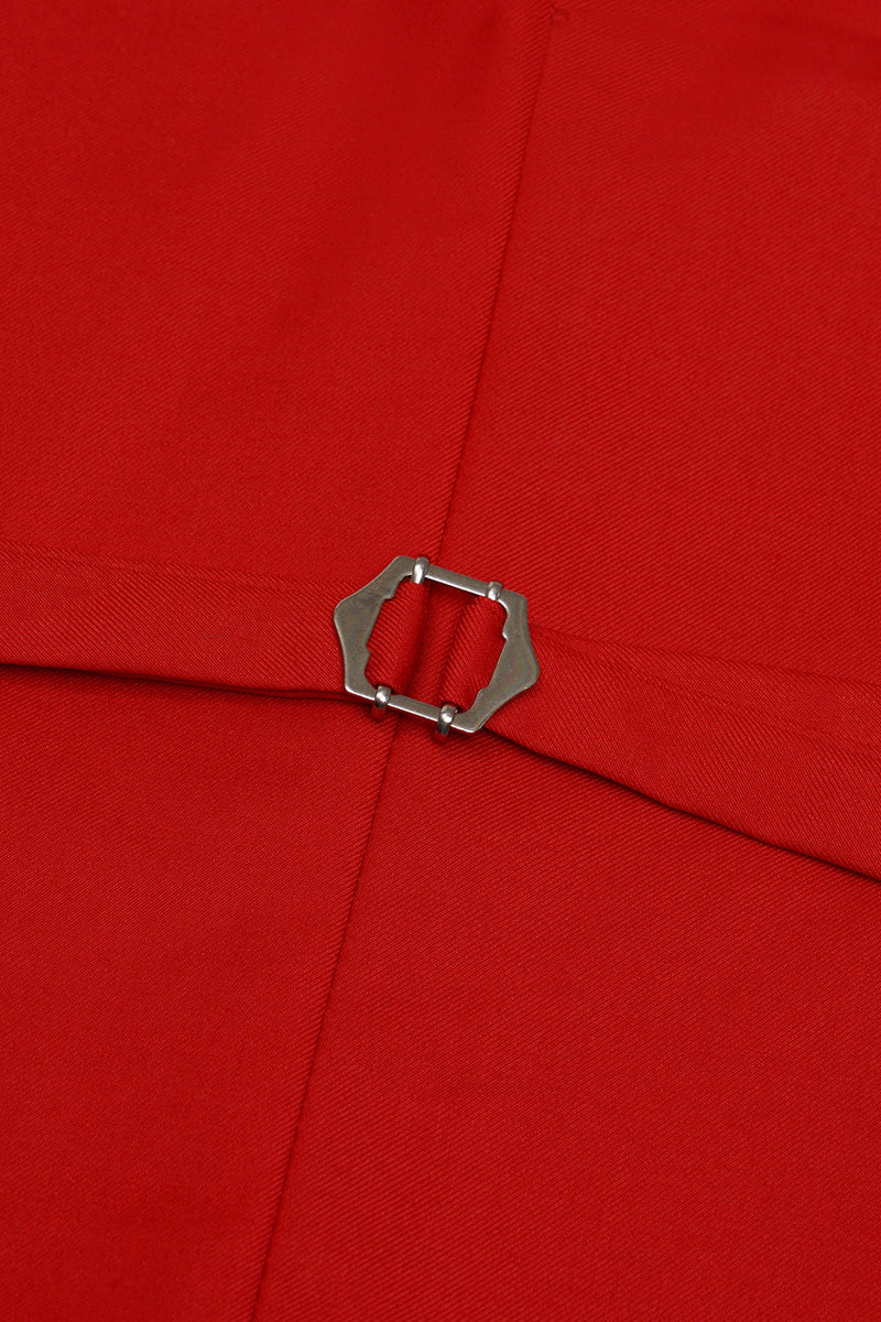 Carregar imagem no visualizador da galeria, Colete de terno masculino peito único vermelho