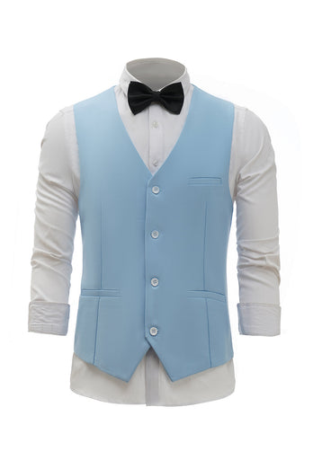 Colete de terno masculino azul claro