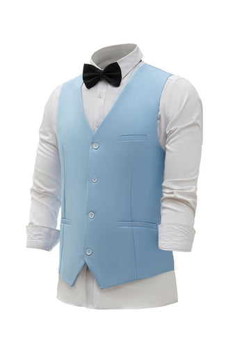 Colete de terno masculino azul claro