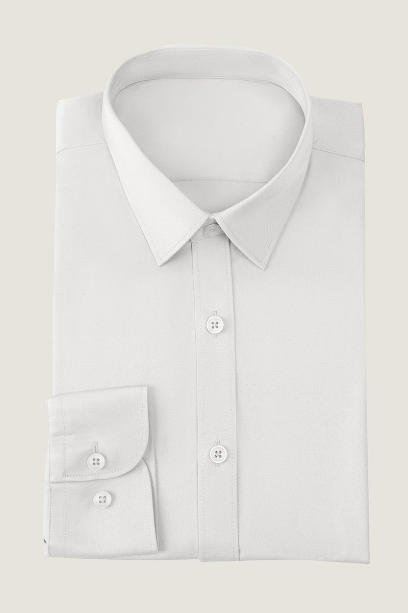 Carregar imagem no visualizador da galeria, Camisa de terno masculino mangas compridas branco