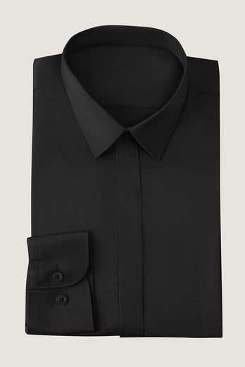 Camisa preta de terno masculino sólido