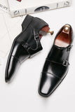 Sapatos de couro deslizantes de couro masculino preto