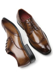 Sapatos de couro masculino de renda marrom