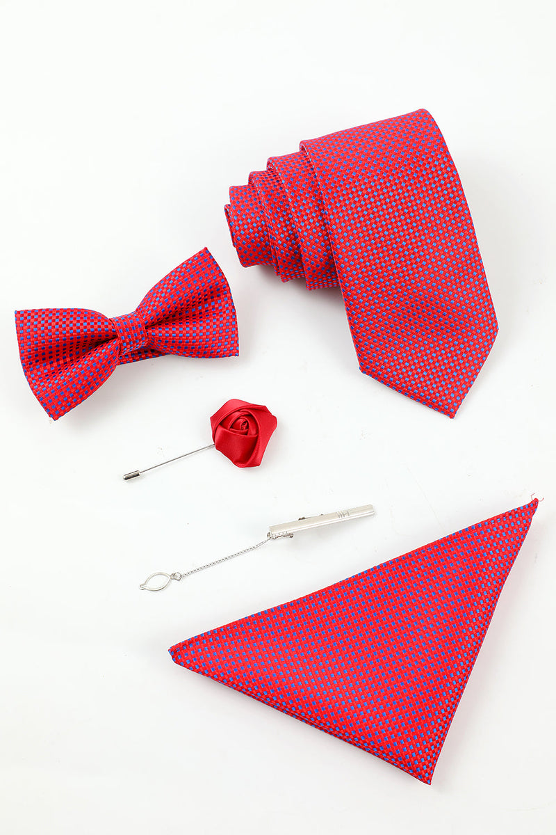 Carregar imagem no visualizador da galeria, Fuchsia Men&#39;s Acessório Conjunto de 5 peças tie e bow tie pocket square flower lapel pin tie clip