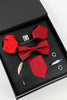 Carregar imagem no visualizador da galeria, Gravata do conjunto de acessórios dos homens vermelhos e gravata do arco dois botões de punho de lapel pin de bolso quadrado