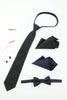 Carregar imagem no visualizador da galeria, Black Men&#39;s Accessory set Tie e Bow Tie Two Pocket Square Lapel Pin Tie Cufflinks