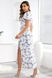 V Pescoço Preto Floral Estampado Vestido de Verão
