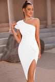Um Ombro Branco Vestido Cocktail