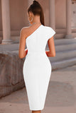 Um Ombro Branco Vestido Cocktail