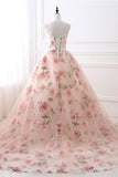 A-Line Flor Estampado Rosa Vestido de Noiva