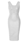 Azul Real Gola em V Vestido Formal