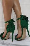 Sandálias de salto alto verde escuro Stiletto Flower