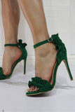 Sandálias de salto alto verde escuro Stiletto Flower