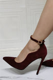 Stiletto Stiletto Dedo Apontado Borgonha Sapatos Individuais