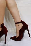 Stiletto Stiletto Dedo Apontado Borgonha Sapatos Individuais