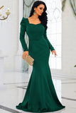 Sereia Verde Escura Mãe do Vestido da Noiva com Fenda