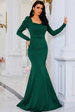 Sereia Verde Escura Mãe do Vestido da Noiva com Fenda
