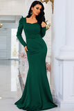 Sereia Verde Escura Mãe do Vestido da Noiva com Fenda