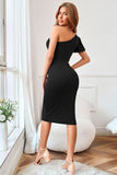 Royal Blue Um Ombro Bodycon Cocktail Dress
