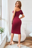 Royal Blue Um Ombro Bodycon Cocktail Dress