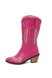 Bordado Preto Médio Calfo Salto Chunky Western Boots