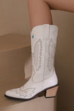 Bordado Preto Médio Calfo Salto Chunky Western Boots