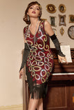 Vestido de flapper de pescoço de V assimétrico de 1920