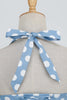 Carregar imagem no visualizador da galeria, Halter Blue Polka Dots 1950s Dress