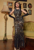 Carregar imagem no visualizador da galeria, Sexy Backless Black Golden 1920s Dress