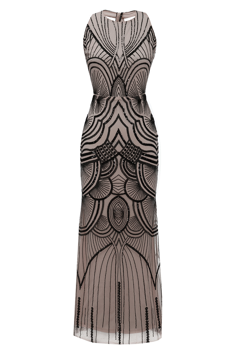 Sexy Backless Black Golden 1920s Dress