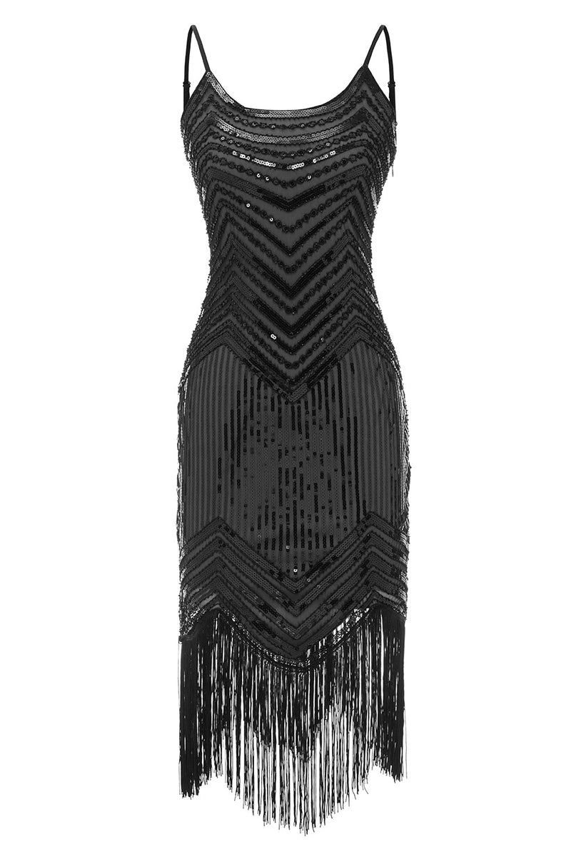 Carregar imagem no visualizador da galeria, Cintas de espaguete vermelho preto 1920 vestido