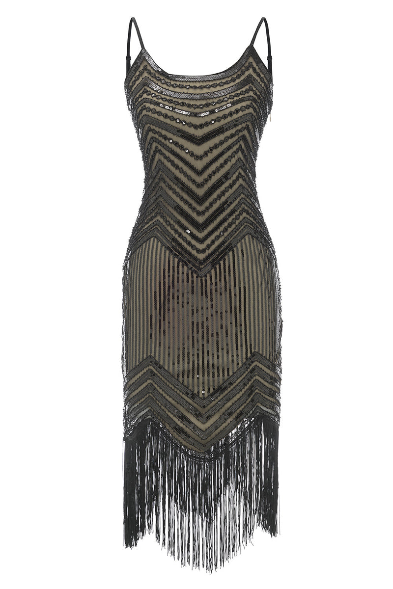 Carregar imagem no visualizador da galeria, Cintas de espaguete vermelho preto 1920 vestido