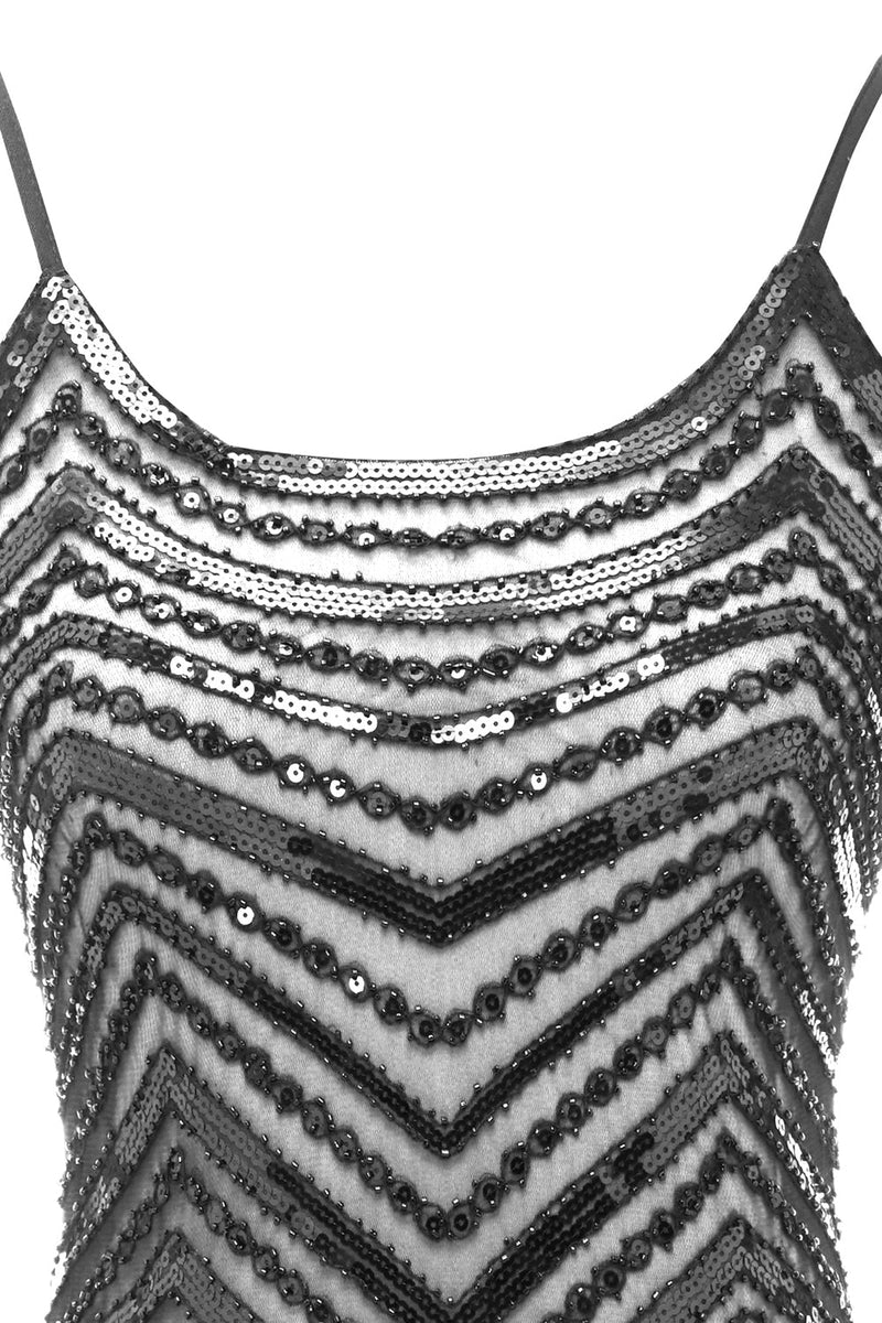Carregar imagem no visualizador da galeria, Bodycon Black Silver Sequins 1920s Dress
