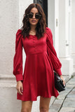 Borgonha fora Shouder Short Prom Dress